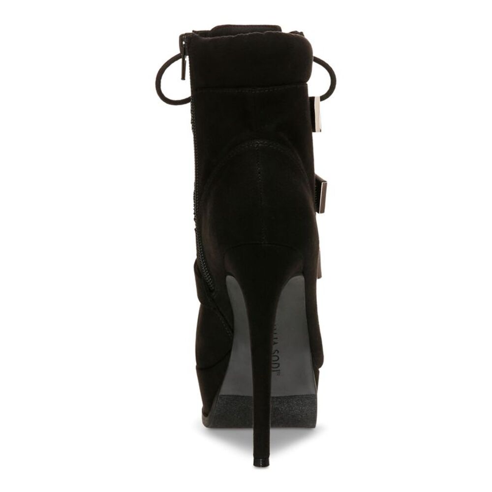 THALIA SODI Womens Black Up Hook And Loop Straps Sasha Stiletto Boots 6.5 M - Picture 2 of 4